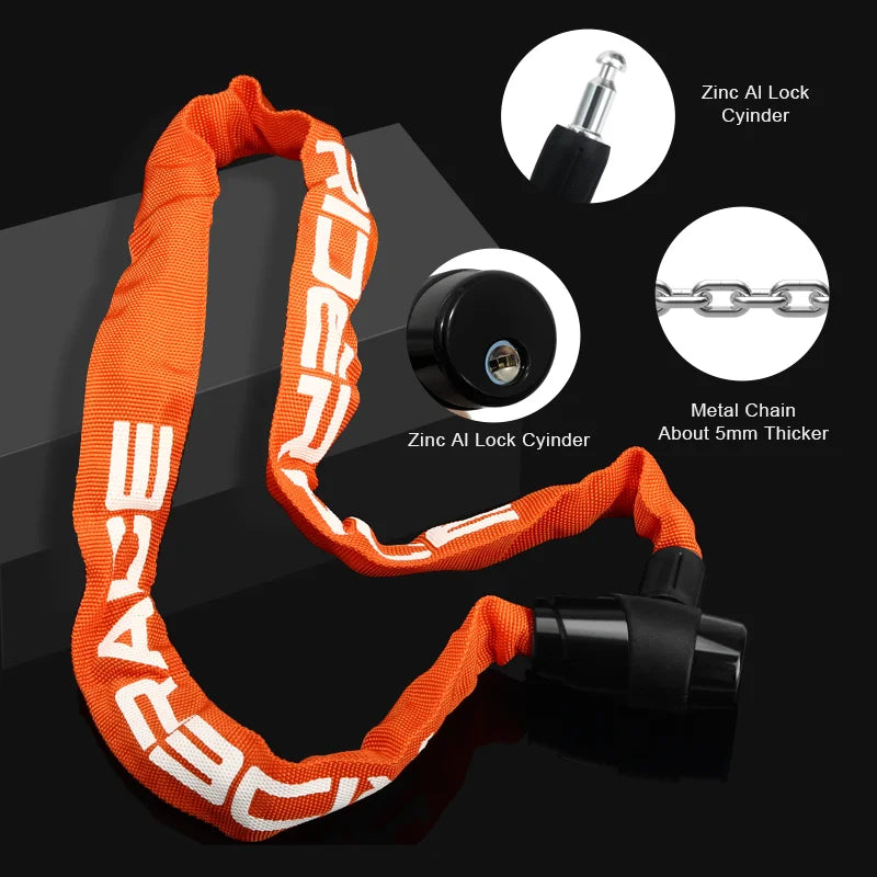 Bicycle Chain Lock USA Metal Anti-Theft Security Reinforced Mountain Road Bike Chain Lock with 2 Keys for Motorcycle & Scooter Padlock