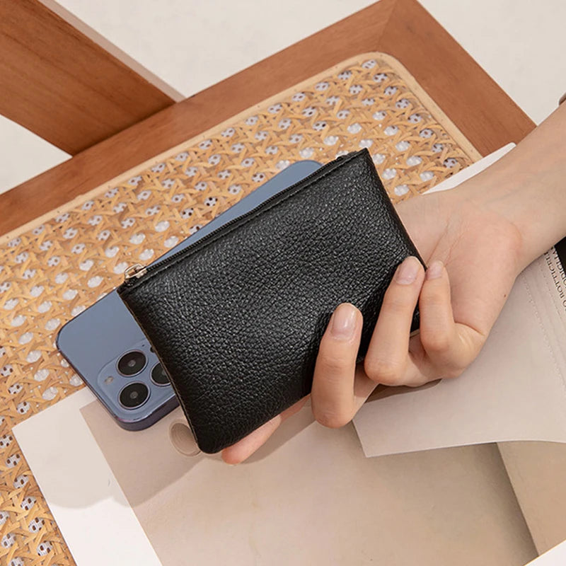 Women PU Leather Coin Purse Canada Retro Litchi Pattern Zipper Pouch Mini Change Purse Unisex Solid Wallet Card Holder Storage Bag