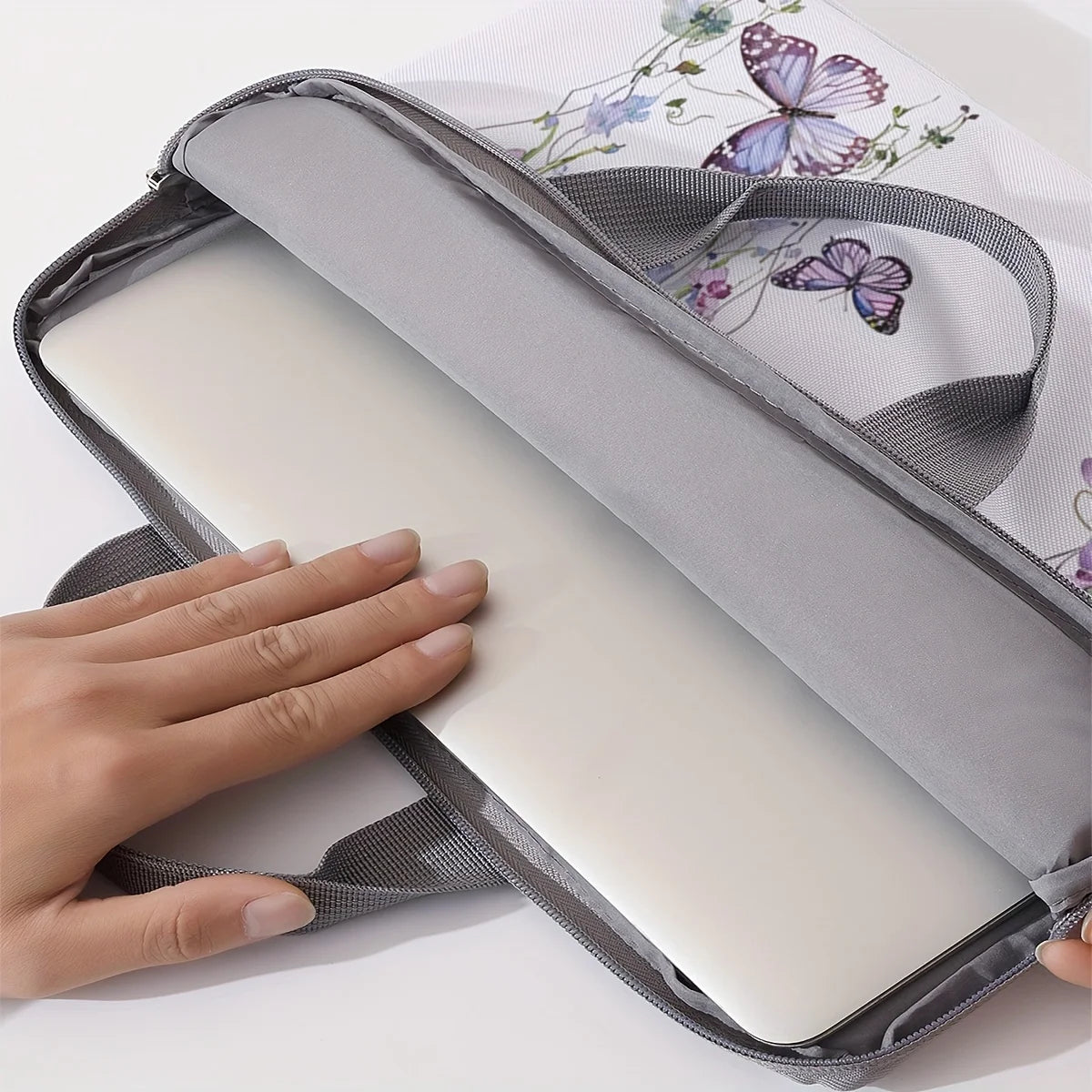 1PC 2-Style Purple Butterfly Laptop Bag USA Briefcase for 14-Inch Laptops, Portable Computer Carrying Case