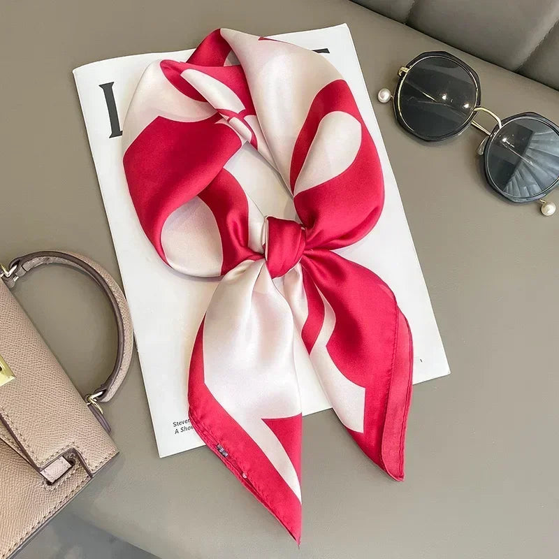 Luxury Design Print Silk Square Scarf Canada Women Soft Satin Horse Hairband Neckerchief Office Hijab Headband Foulard Bag Ribbon Gift