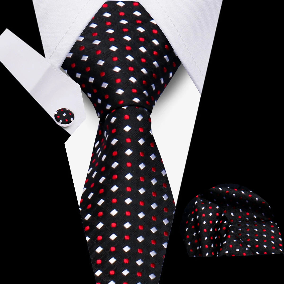 Men’s Business Necktie Set Canada Classic Plaid Cufflinks Handkerchief for Suit Wedding High-Quality 3PCS Tie Set Formal Gravata