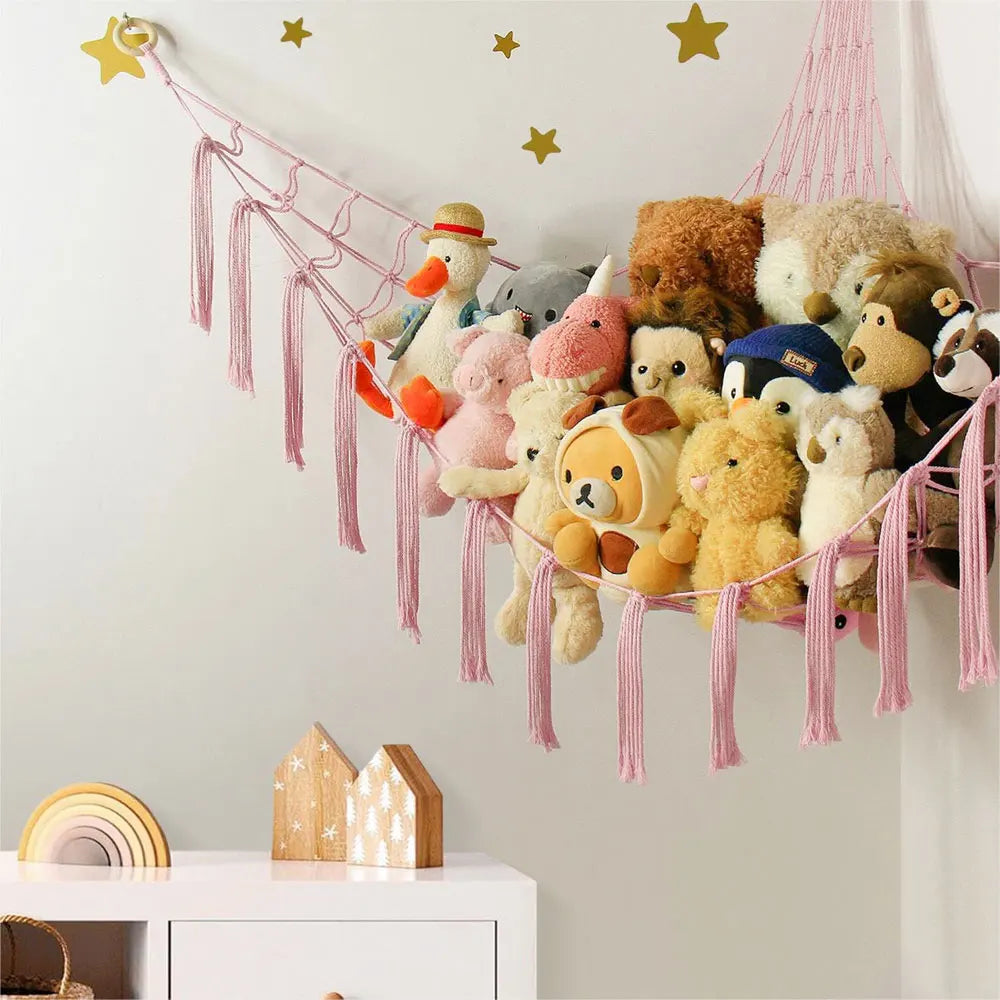 1Pc Toy Hammocks Wall Corner Hanging Storage Net Organizer Woven Kids Stuffed Mesh Hammock Baby Animal Rope Hammock Bag Cotton