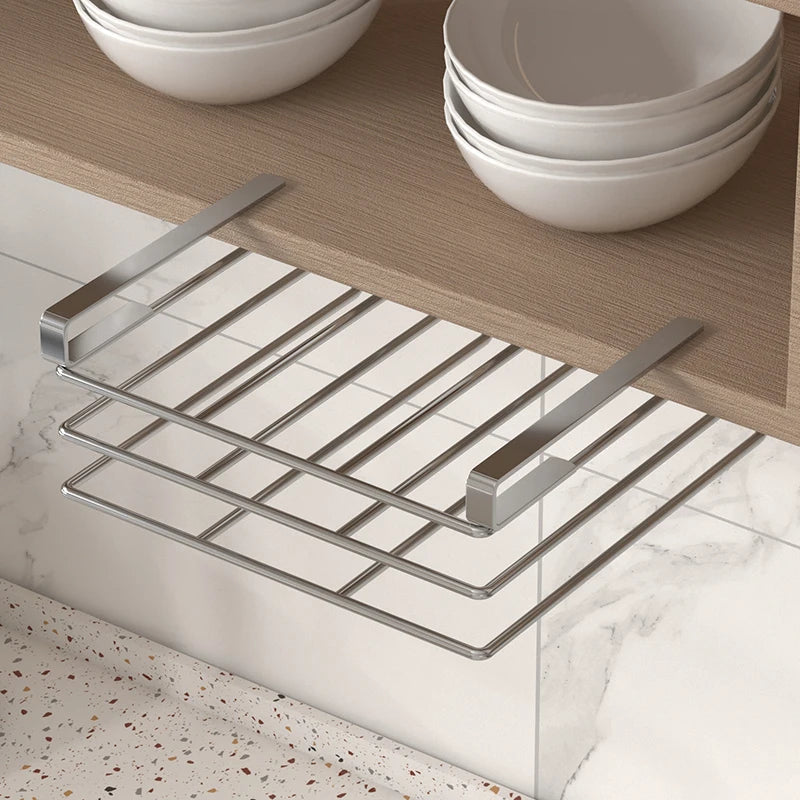 Under-Cabinet Cutting Board Organizer USA Stainless Steel Hanging Chopping Board & Pot Lid Storage Rack Kitchenware Holder