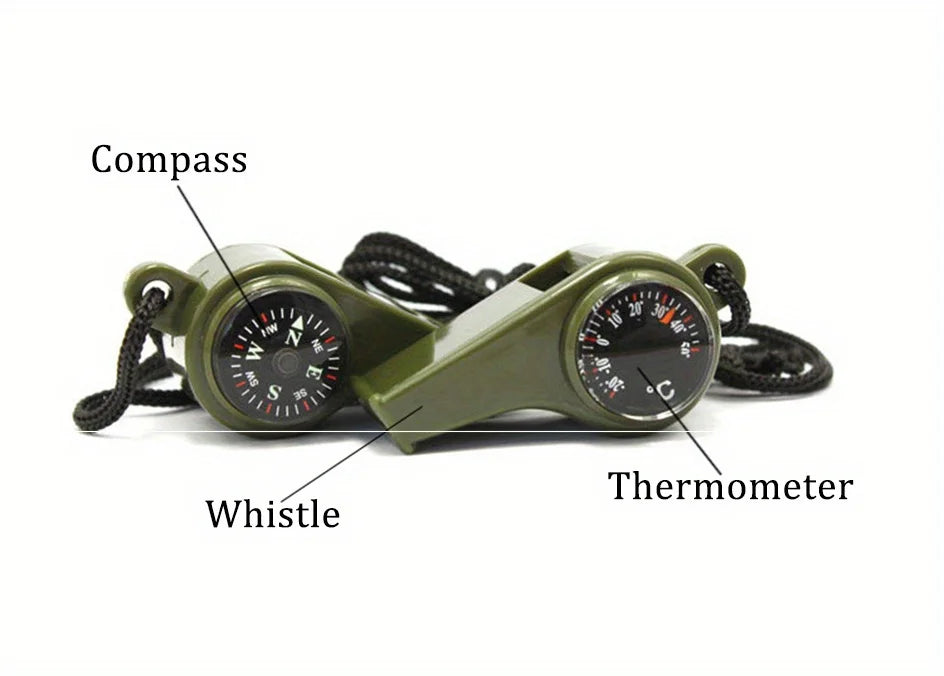 3 in 1 USA Outdoor Emergency Whistle with Compass, Thermometer, Outdoor Whistle, Convenient to Carry Suitable for Camping and Hiking