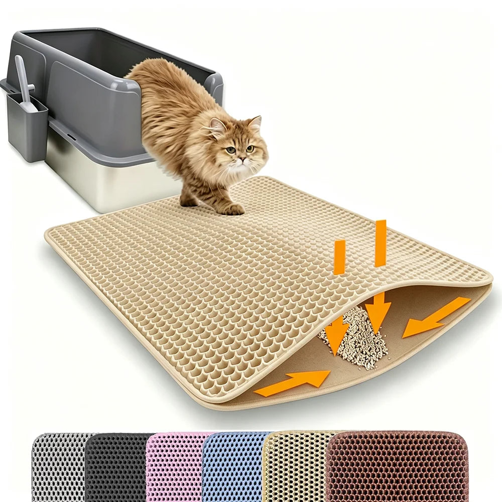 USA Cat Litter Mat Double Layer Pet Non Slip Big Pet Litter Box Filter MatWear Resistant Waterproof Anti-slip Cat Litter Mat