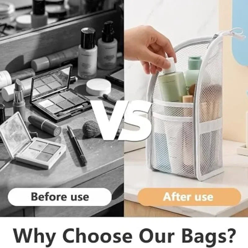 Standing Mesh Toiletry Bag USA Portable EVA Waterproof Travel Foldable Toothbrush Cosmetic Organizer Women Bathroom Storage Pouch