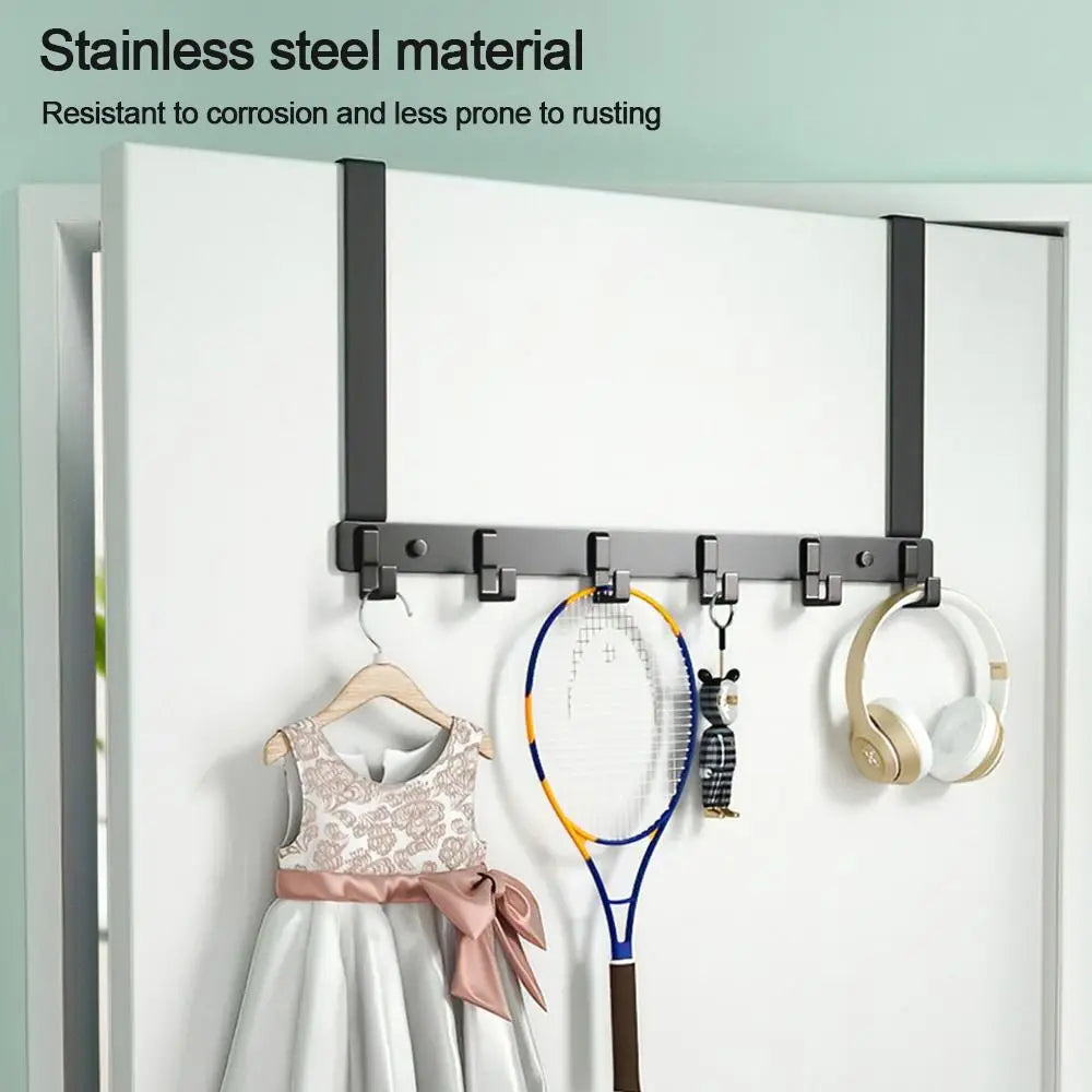 6-Hook Over-the-Door Hanger USA Clothes Coat Hat Towel Organizer Rack for Home Bathroom Kitchen Accessories Holder