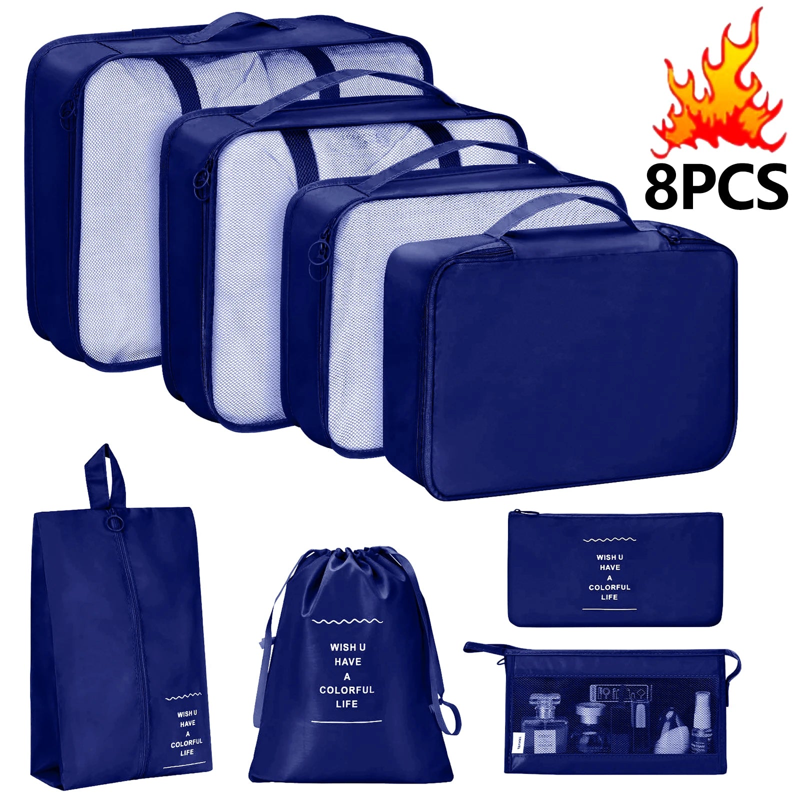 7PCS/Set Travel Organizer Storage Bags Canada Suitcase Packing Cubes Portable Luggage Clothes Shoe Tidy Pouch Folding Set -ZMT