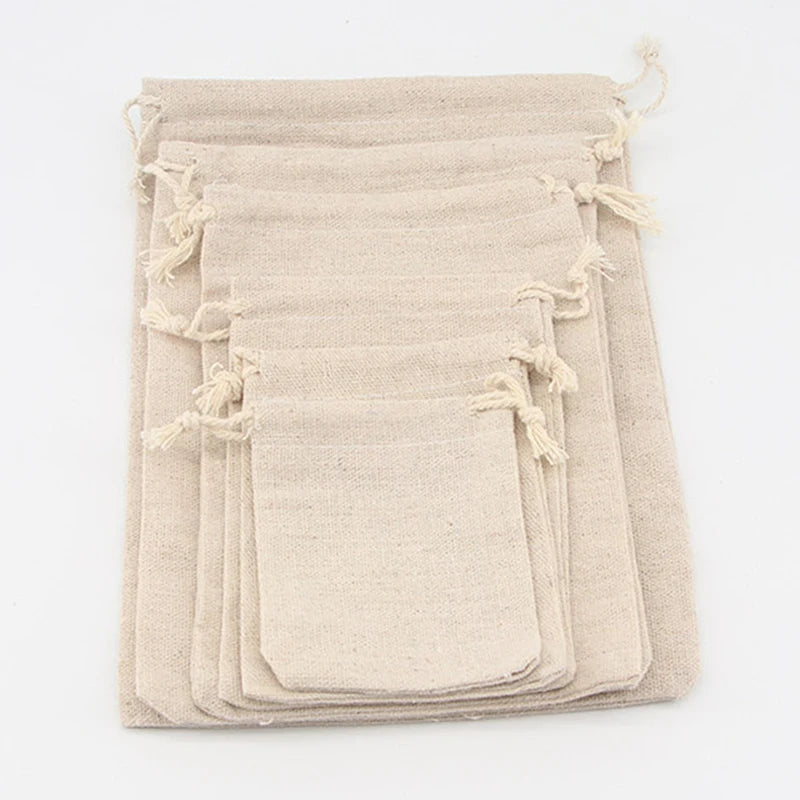 USA Wedding Linen Drawstring Bags Christmas Party Gift Package Small Cotton Pouches Home Kitchen Organize Sacks 15x20cm