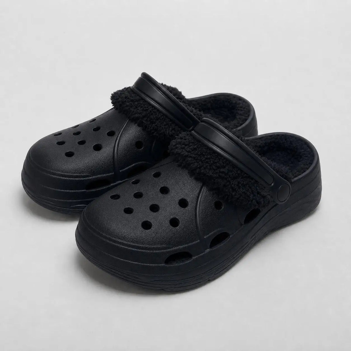 Adjustable Strap Fleece-Lined Clogs USA Winter Non-Slip EVA Slippers Warm Fur-Lined Casual Indoor Outdoor Garden Shoes