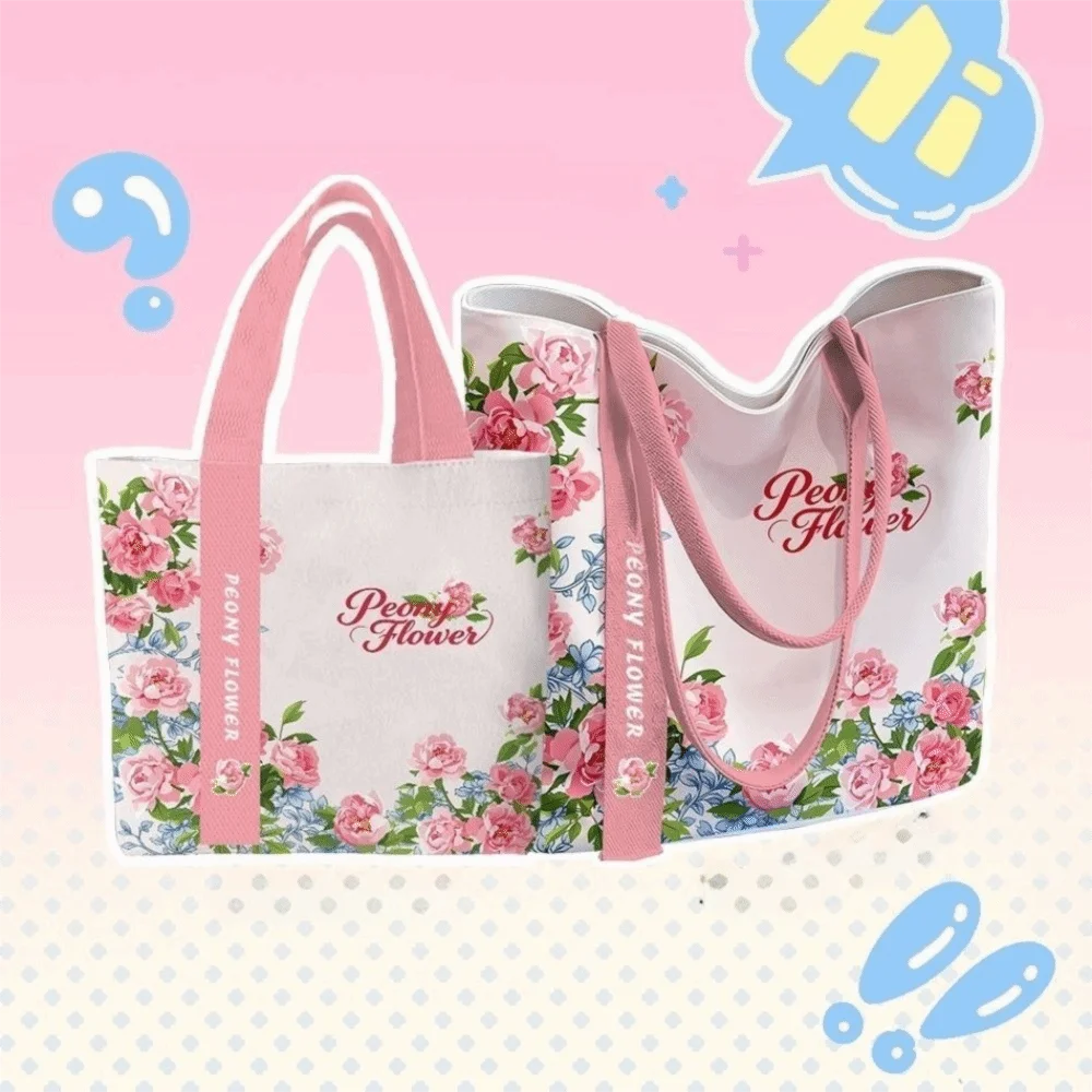Portable Floral Canvas Tote Bag USA Reusable Lightweight Large-Capacity Shopping & Commute Handbag for Work