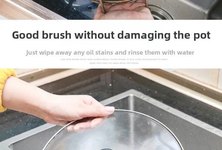 USA Sponge Brush with Handle Reusable Wipe Eraser Cleaner Kitchen Pot Brush BBQ Strong Decontamination Cleaning Tools