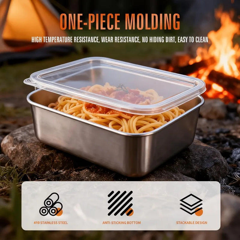 5PCS Stainless Steel Food Containers Set USA Leakproof Stackable Reusable Lunch Bento Boxes for Camping, Picnics, School & Kitchen Storage