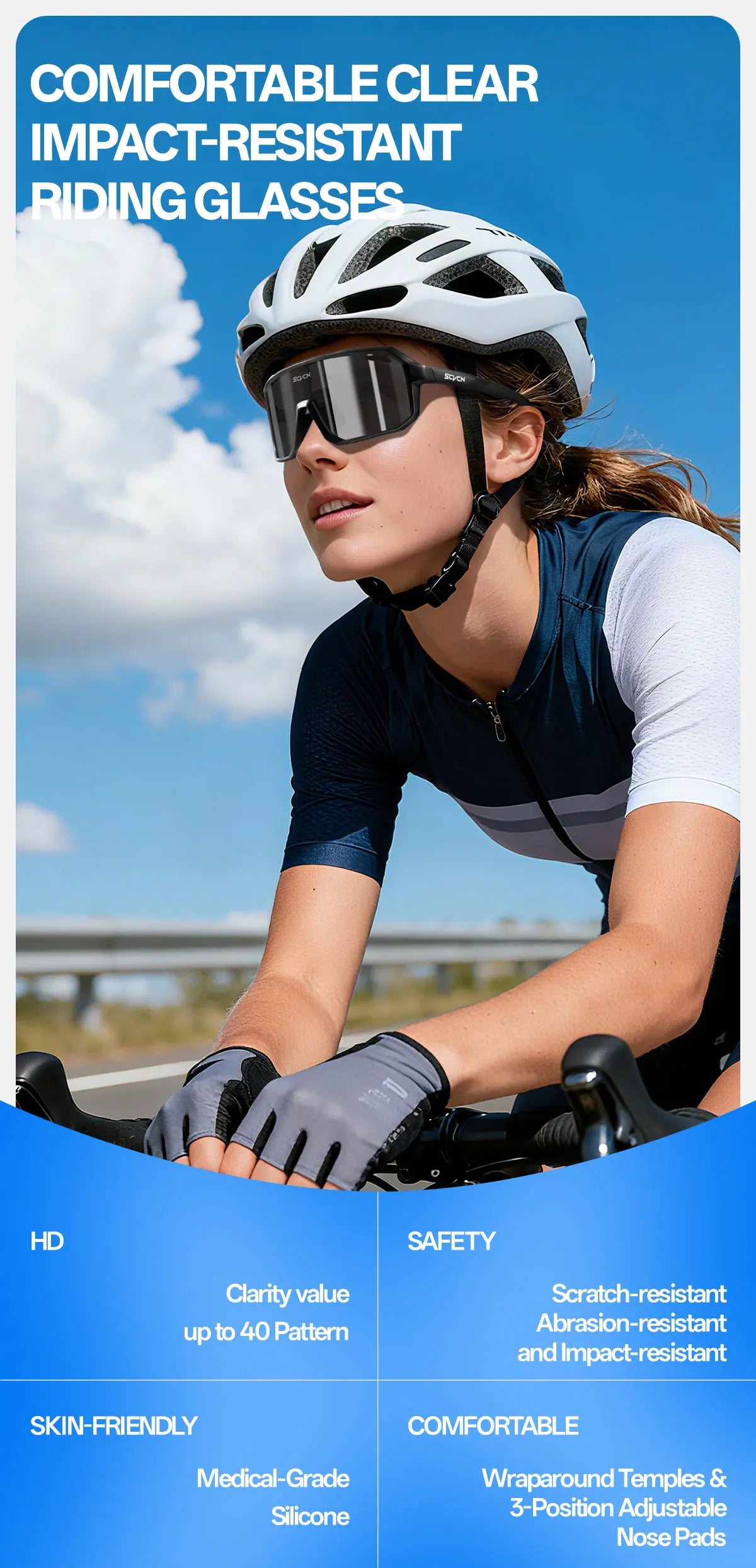 New Cycling Sunglasses USA Outdoor Sports Running Goggles for Men & Women, MTB Bicycle Glasses, Cycling Eyewear with 1 Lens