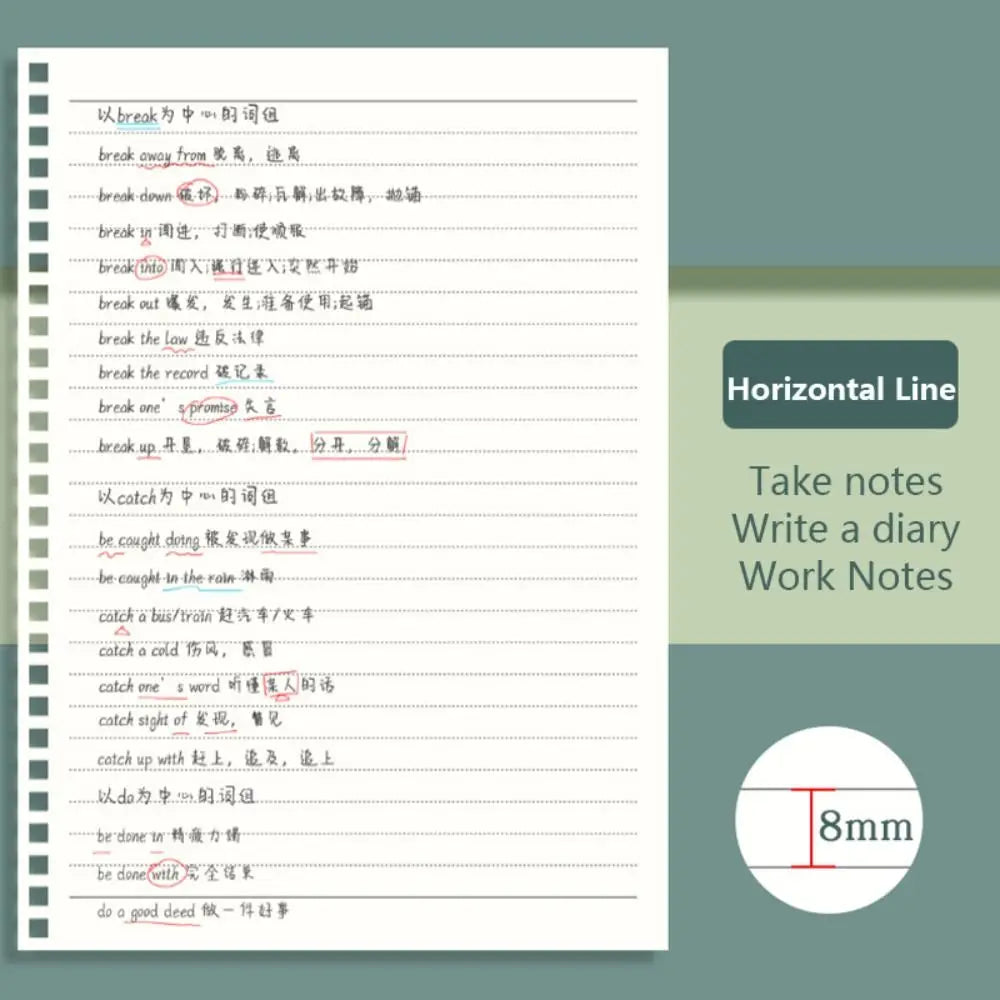 A4/A5/A6/B5 Coil Notebook Grids/Blank/Horizontal Line Flip Over Design Sketchbook Diary Book School Office Supplies Diary Book