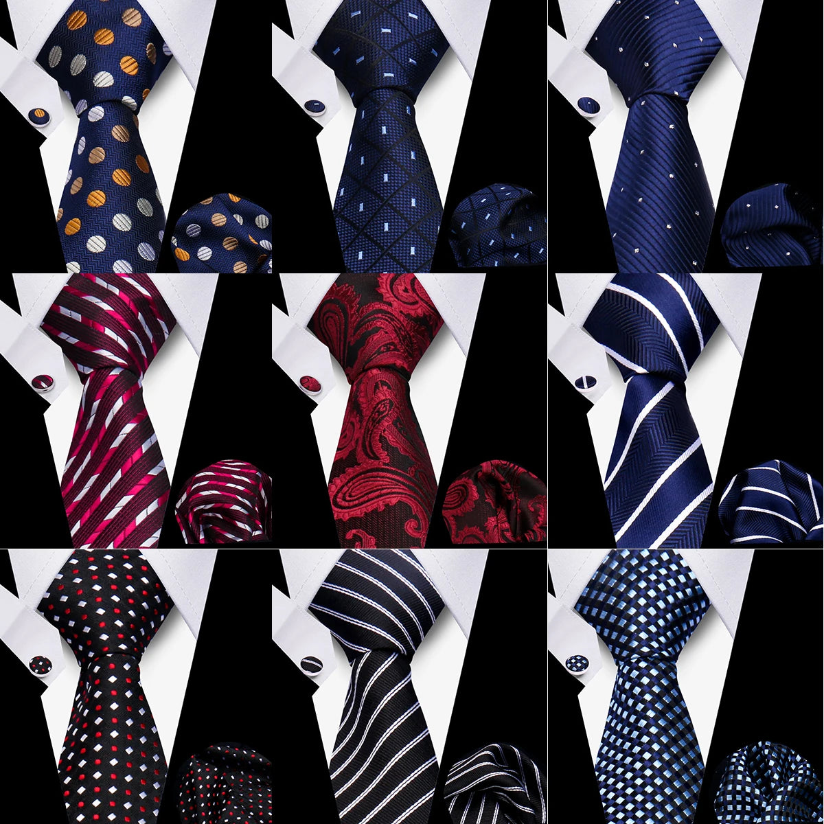 Men’s Business Necktie Set Canada Classic Plaid Cufflinks Handkerchief for Suit Wedding High-Quality 3PCS Tie Set Formal Gravata