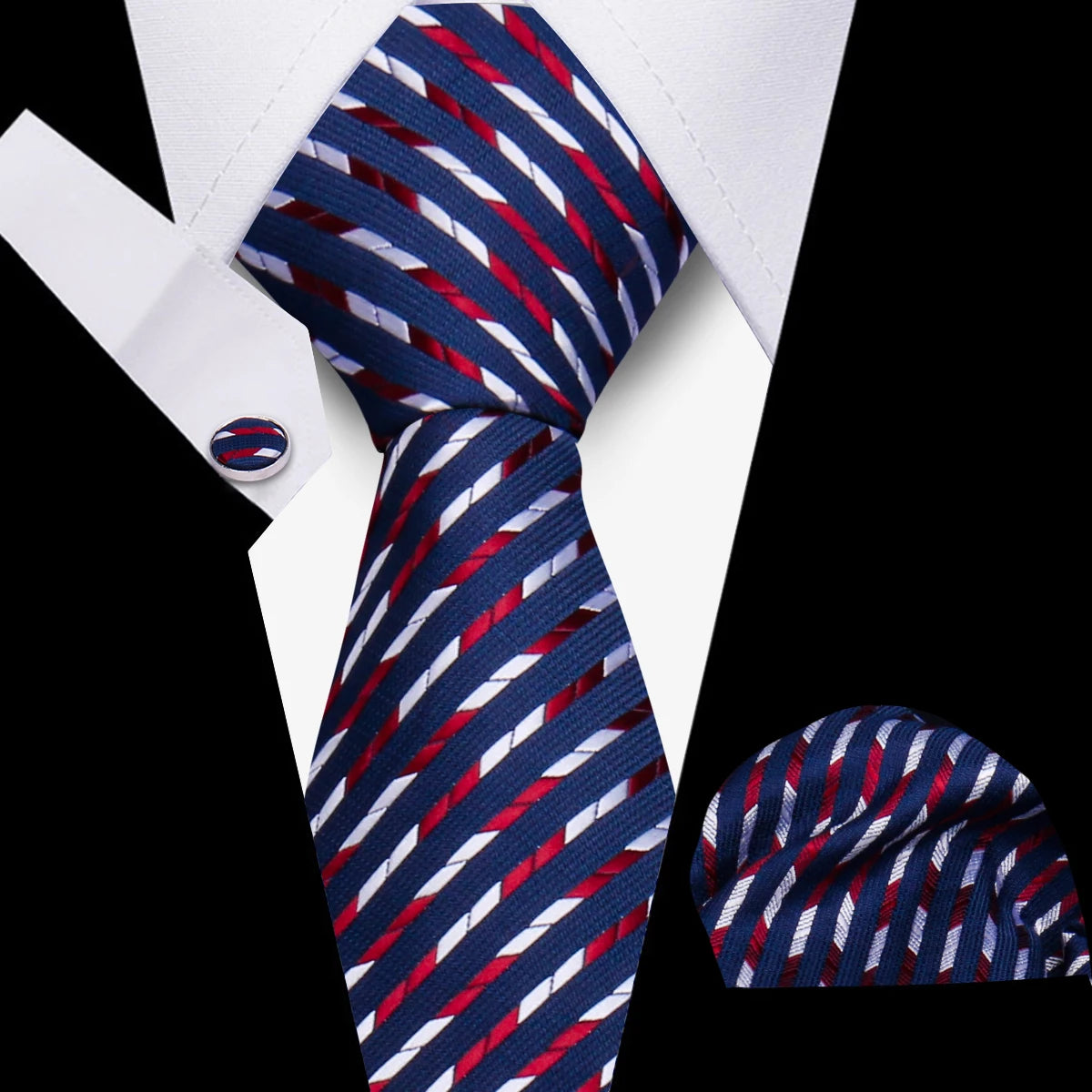 Men’s Business Necktie Set Canada Classic Plaid Cufflinks Handkerchief for Suit Wedding High-Quality 3PCS Tie Set Formal Gravata
