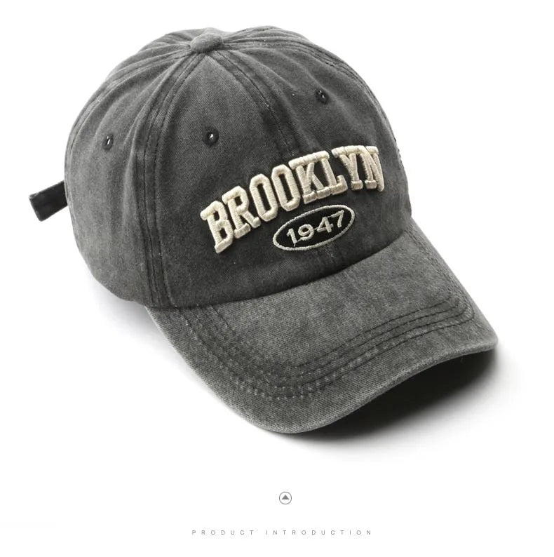 Retro Brooklyn Letter Embroidery Baseball Cap Canada Spring Summer Men Women Cotton Adjustable Casual Hip Hop Streetwear Sun Hat