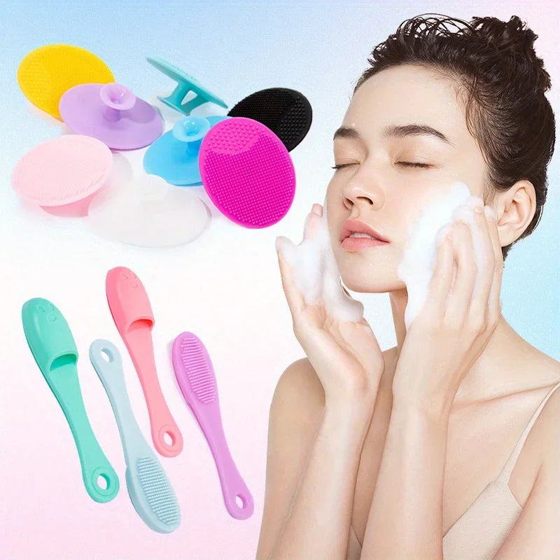 Silicone Facial Brush Cleaner USA Portable Blackhead Double-Sided Massage Brush, Facial & Nasal Scrub Skin Care Cleaning Tool