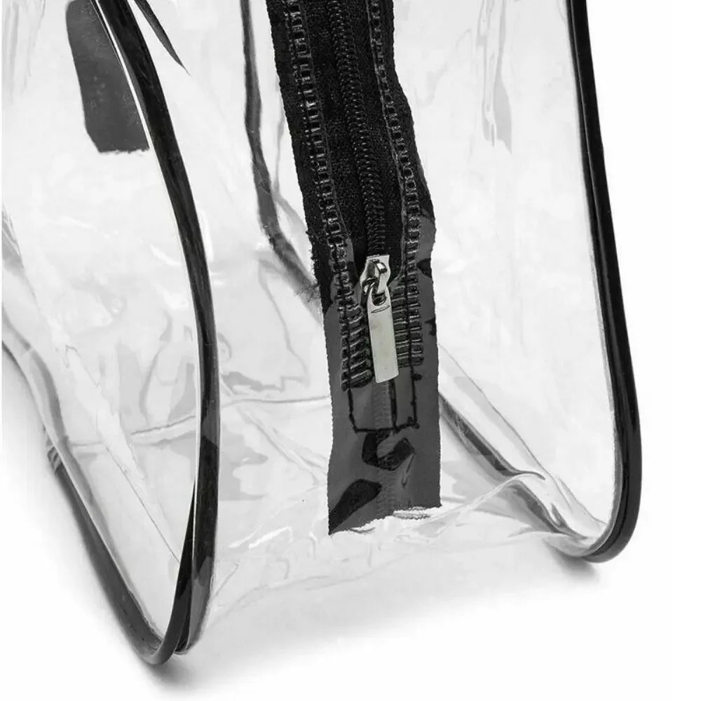 Clear Stadium Approved Tote Bag USA Transparent Small Handbag for Travel, Concerts, Toiletries & Cosmetics Storage PVC Bag