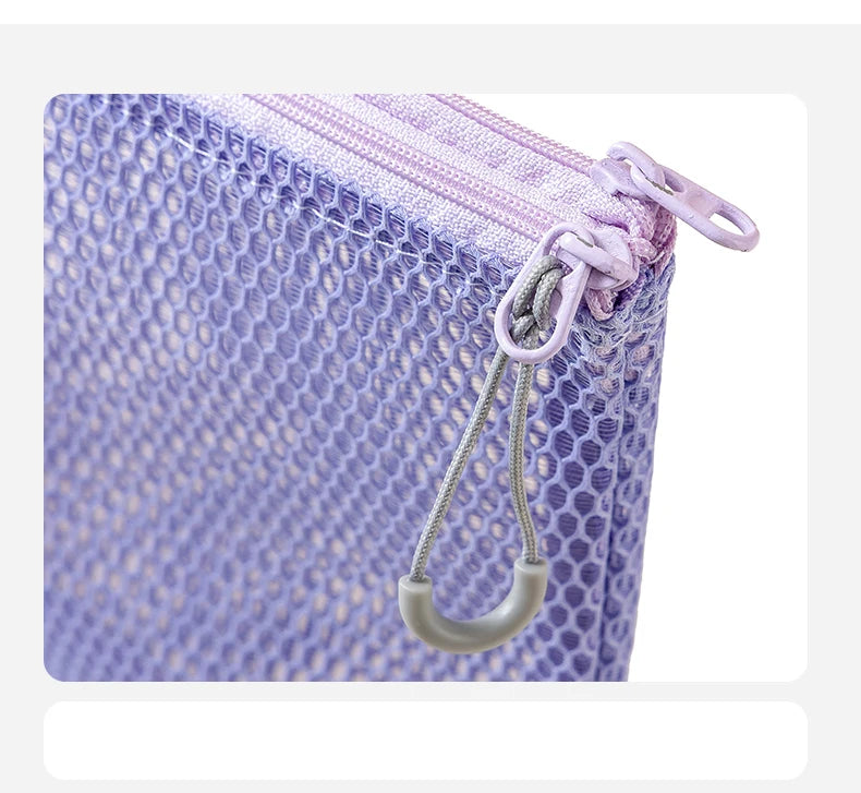 Double Zipper Mesh Storage USA Bag Ultra Light Wear-proof Visible Colored Double Layered Makeup Pouch Durable With Handle Coin Bag