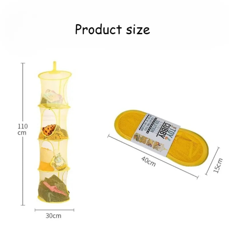 Foldable USA Storage Net 4 Compartments Hanging Mesh Toy Storage Hammock for Kids Room Toys Gloves Hats Socks