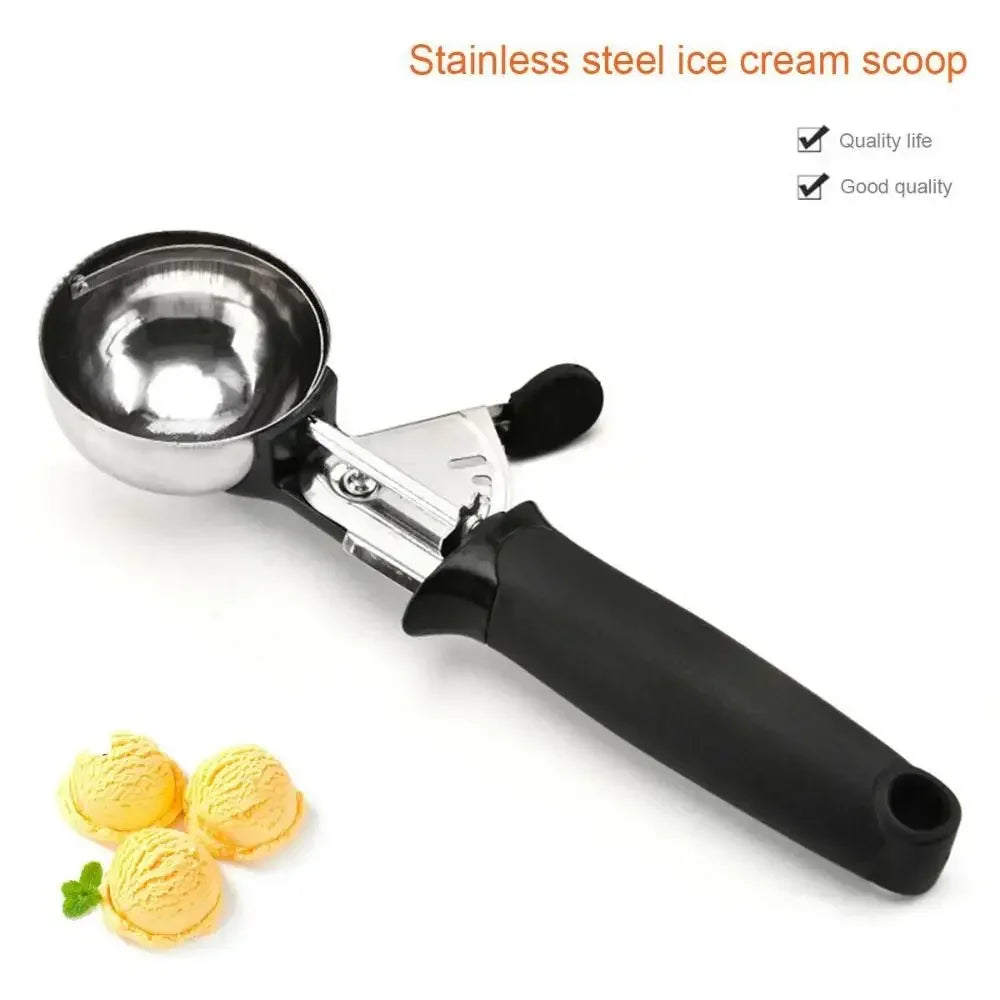 Ice Cream Scoop with Trigger USA Stainless Steel Fruit & Ice Cream Scoop with Comfort-Grip Handle for Home & Kitchen Use