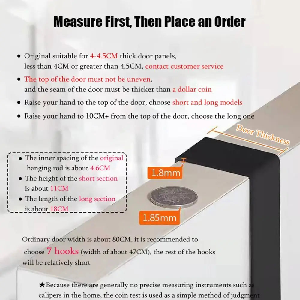 6-Hook Over-the-Door Hanger USA Clothes Coat Hat Towel Organizer Rack for Home Bathroom Kitchen Accessories Holder