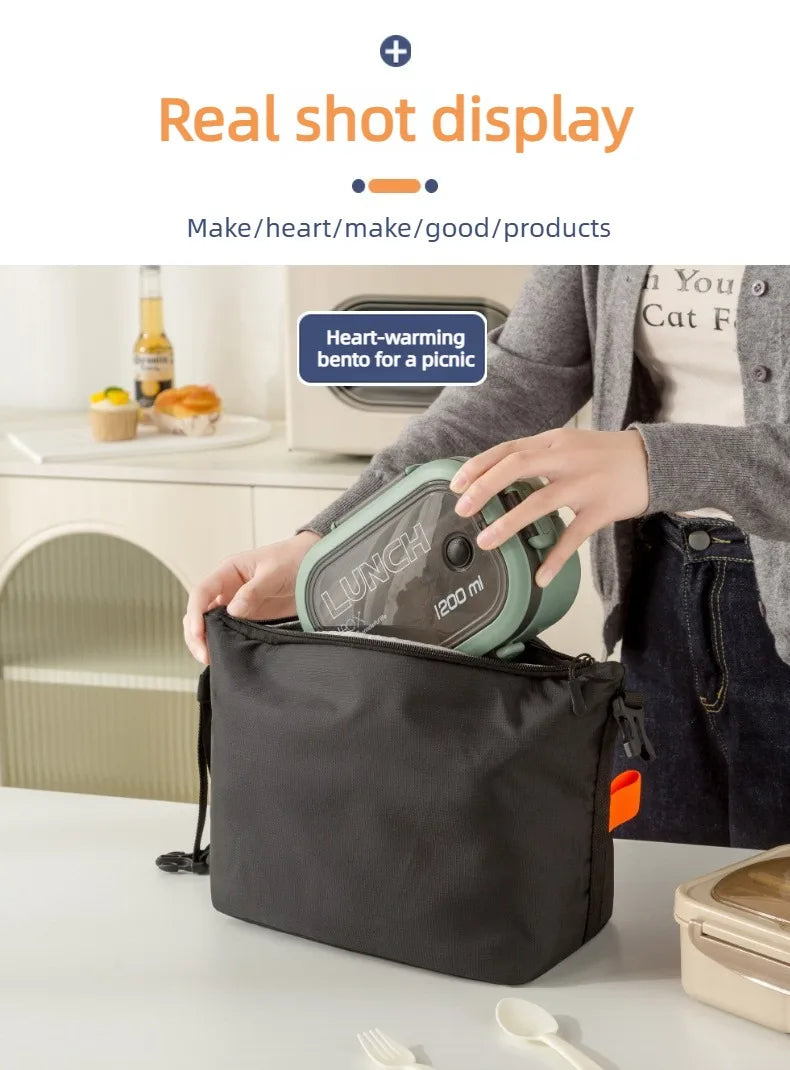 Large-Capacity Insulated Lunch Bag USA Foldable Waterproof Aluminum Foil Bento Bag for Office, Travel & School