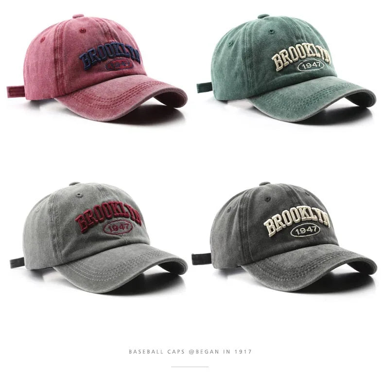 Retro Brooklyn Letter Embroidery Baseball Cap Canada Spring Summer Men Women Cotton Adjustable Casual Hip Hop Streetwear Sun Hat