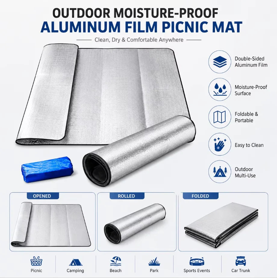 Waterproof Picnic Mat Canada Double-Sided Aluminum Foil Moisture-Proof Camping Ground Sheet for Outdoor Travel