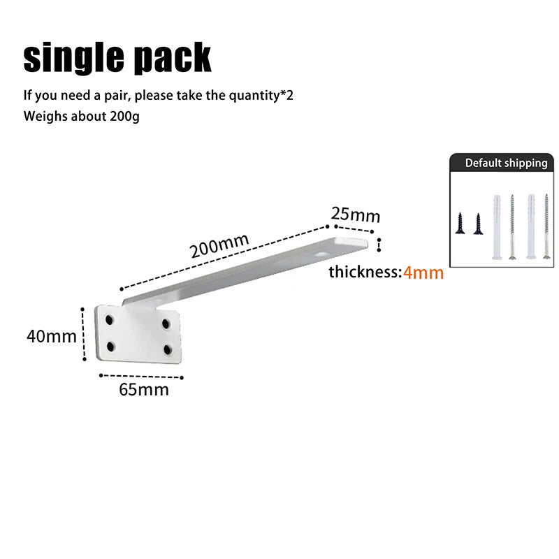 1 Set Heavy Duty Cast Iron Shelves Brackets Floating Shelf Brackets 4MM Thicked Invisible L Brackets For Shelves Support