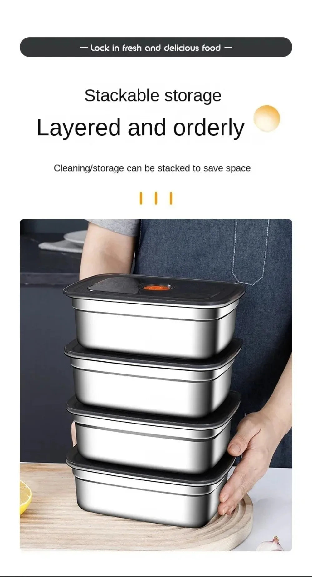 Stainless Steel Camping USA Lunch Box Sealed Microwave Suitable Bento Box Leak-proof Large Capacity Refrigerator Freezer Storage Box
