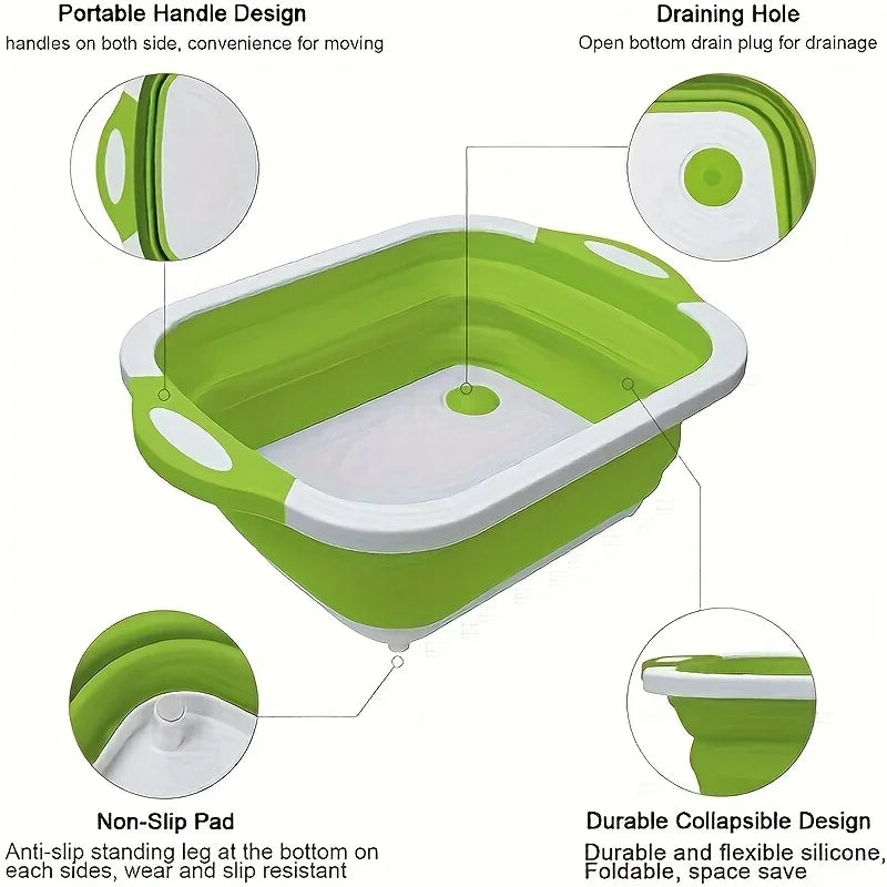 Portable Space Saving USA Basin with Built-in Sink and Storage Function - Perfect for Outdoor Camping Travel Home Folding Basin