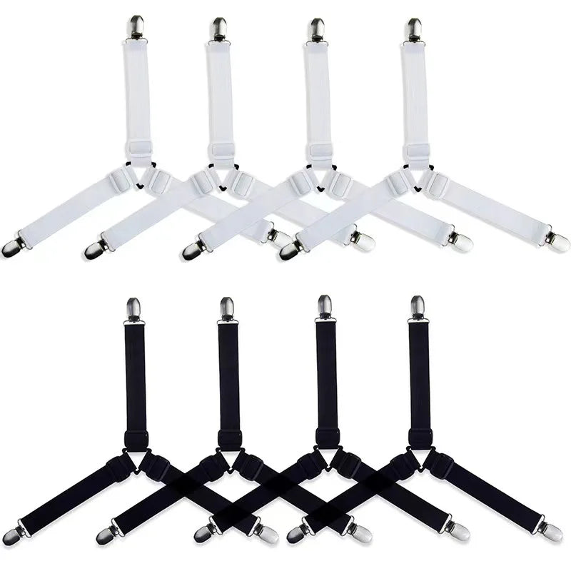 4PCS Triangle Bed Sheet Holders USA Adjustable Fitted Sheet Clips & Mattress Gripper Suspenders for Bed Covers and Mattresses