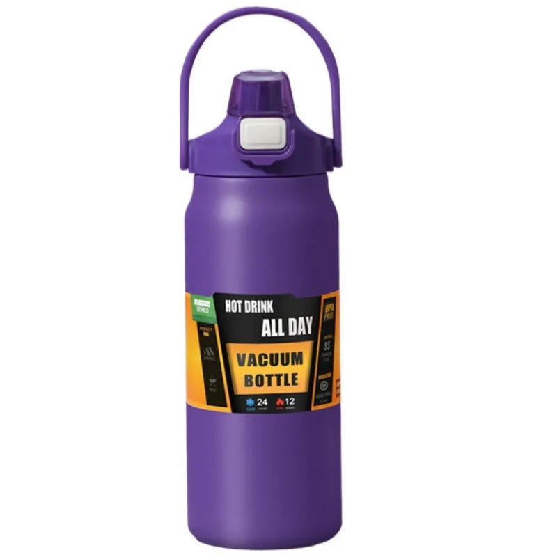 800ML 304 Stainless Steel Thermos USA Thermal Mug Cup with Straw, Sports Vacuum Flask for Hot & Cold Water, Insulated Travel Bottle