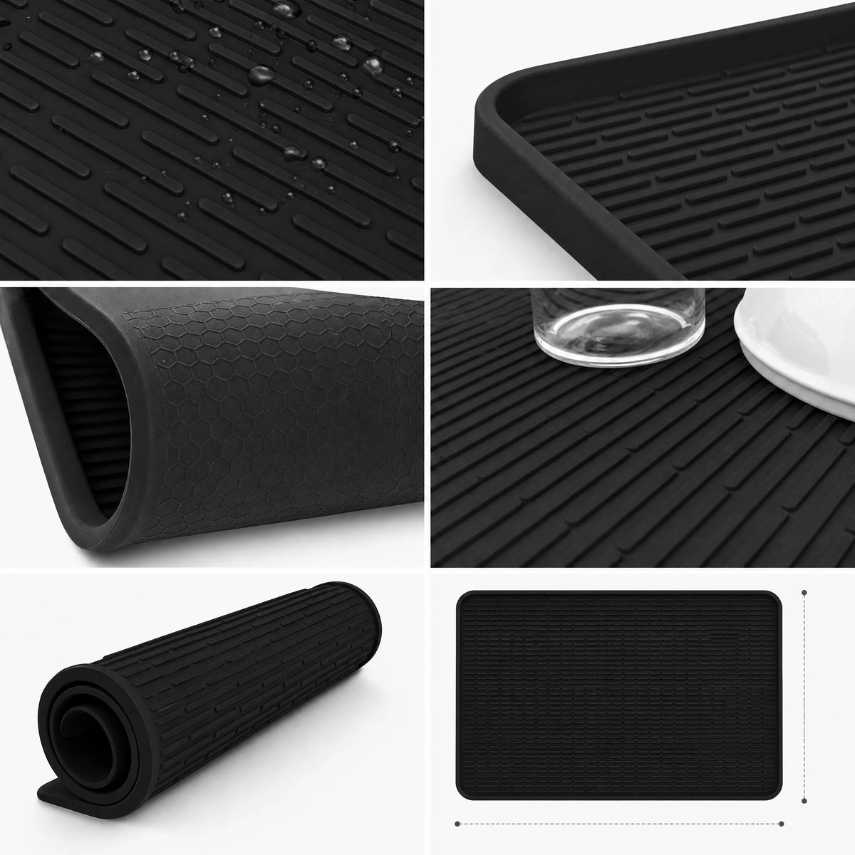 Thickened Silicone Stove Cover Mat USA 70.5×50.3cm 3mm Non-Slip Striped Oven & Electric Stove Dish Drying Mat for Kitchen Dining Room