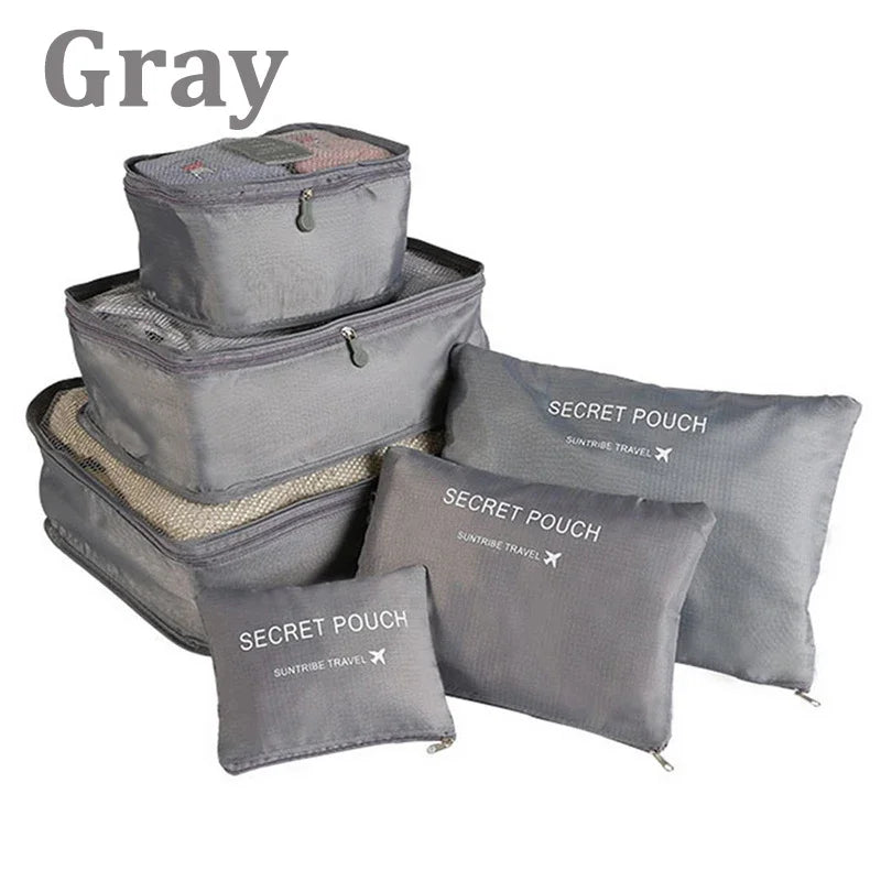 6PCS/Set Travel Storage Bags Canada Pink/Blue/Grey Large Capacity Waterproof Luggage Clothing Underwear Storage Bags with Zipper