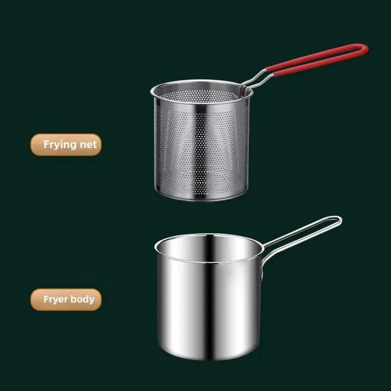 Stainless Steel Deep USA Fryer with Basket Cool Touch Handle Anti Slip Base for Home Commercial Tempura Chicken Frying