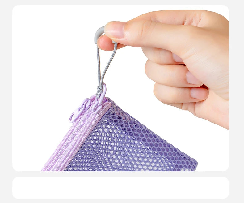 Double Zipper Mesh Storage USA Bag Ultra Light Wear-proof Visible Colored Double Layered Makeup Pouch Durable With Handle Coin Bag