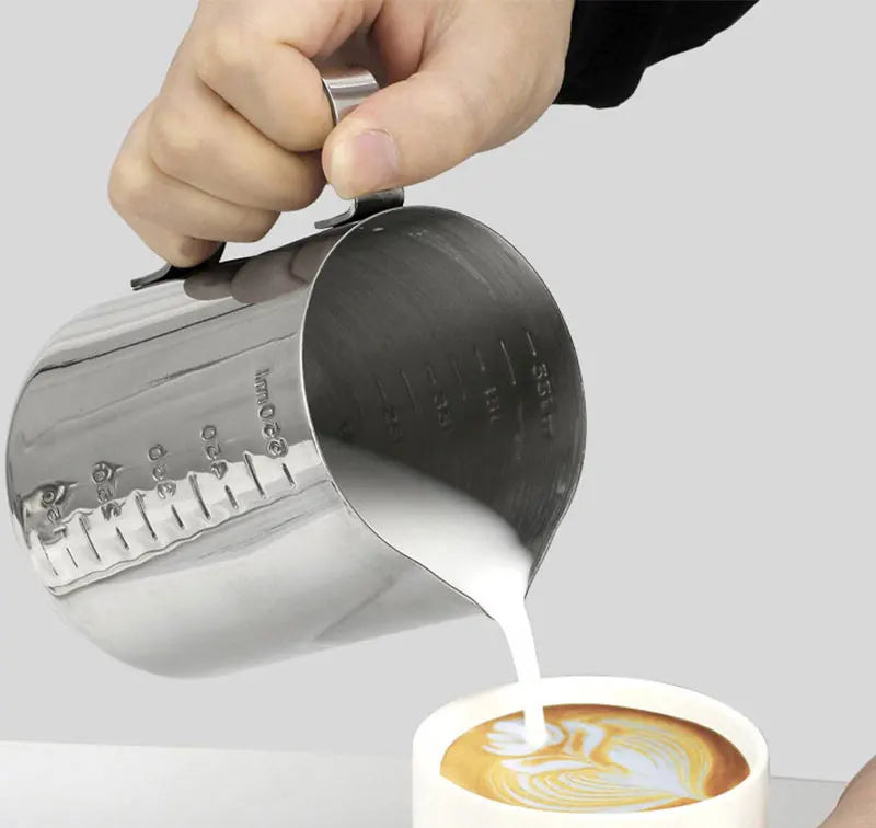 Stainless Steel Milk Frother Jug Canada Coffee Milk Frothing Pitcher Measurement Jug Espresso Barista Tool Coffee Accessories