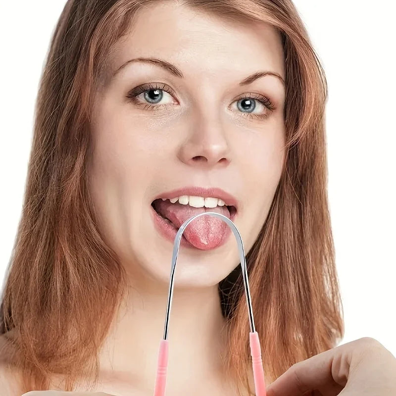 Stainless Steel U-Shaped Tongue Scraper USA Adult Portable Easy-to-Clean Oral Hygiene Tool for Removing Bacteria & Plaque