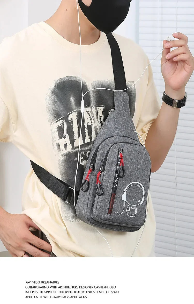New Casual Fashion Chest Bag USA Men’s Shoulder Crossbody Bag Korean Cycling Backpack Trendy Portable Hand Bag for Men