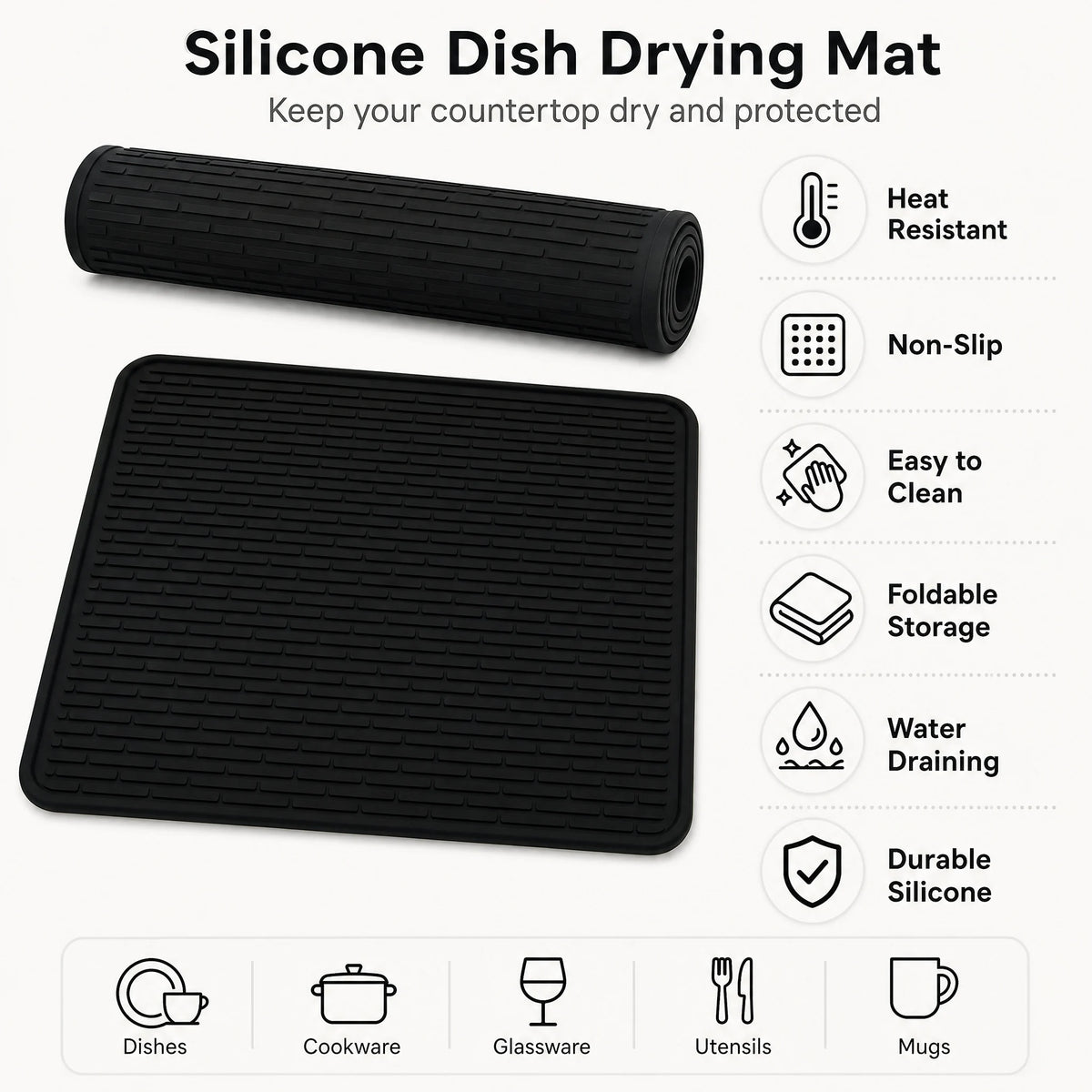 Thickened Silicone Stove Cover Mat USA 70.5×50.3cm 3mm Non-Slip Striped Oven & Electric Stove Dish Drying Mat for Kitchen Dining Room