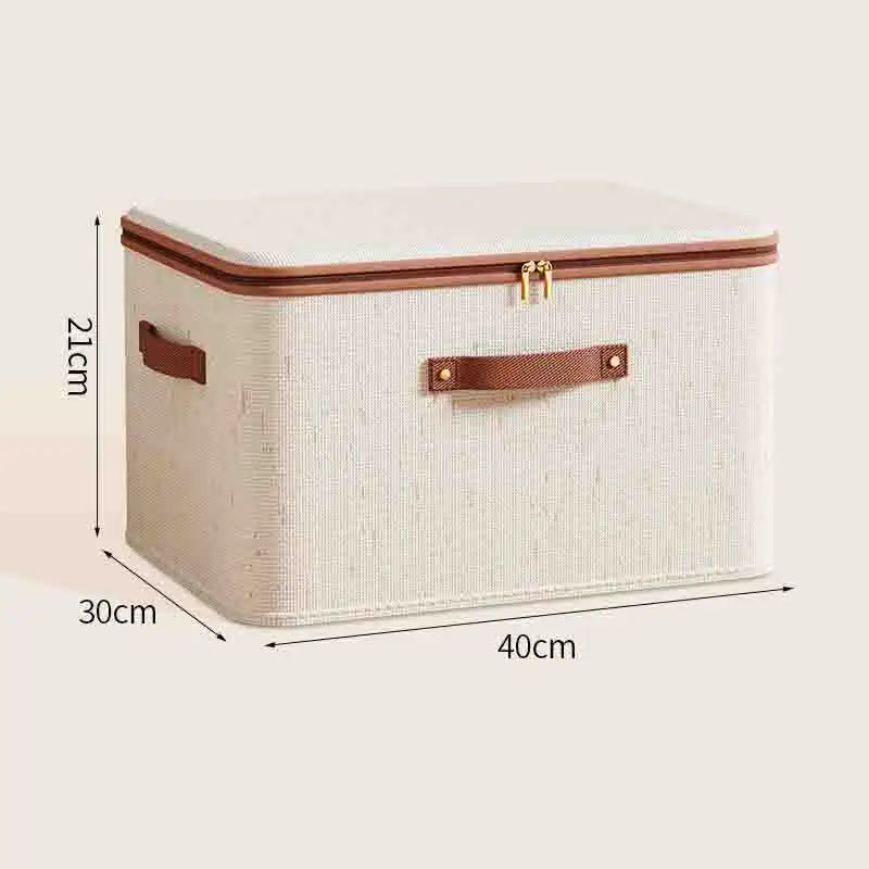 Non-Woven Linen-cotton Zipper Storage Boxes Fabric Clothing Storage Bags For Bedroom Closet Organization Include Good Helpers