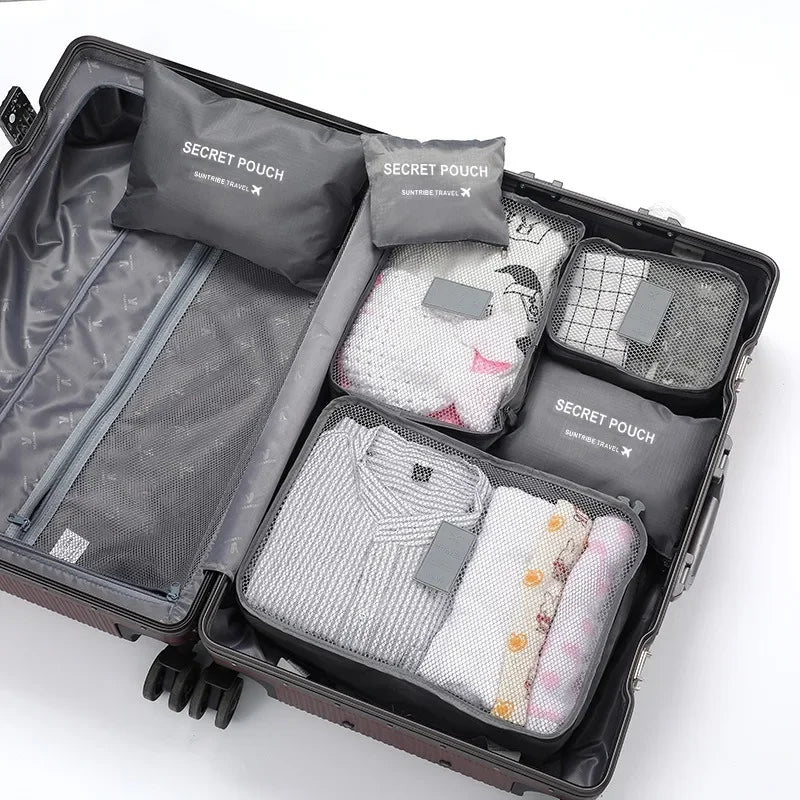6PCS/Set Travel Storage Bags Canada Pink/Blue/Grey Large Capacity Waterproof Luggage Clothing Underwear Storage Bags with Zipper