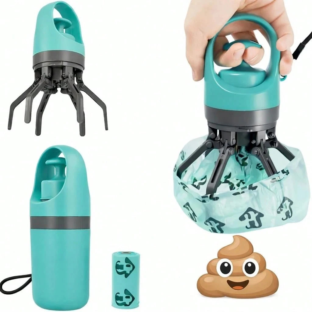 Pet Pooper Scooper USA Six-Claw Shovel No-Touch Waste Picker with Garbage Bag Holder for Outdoor Dog Toileting