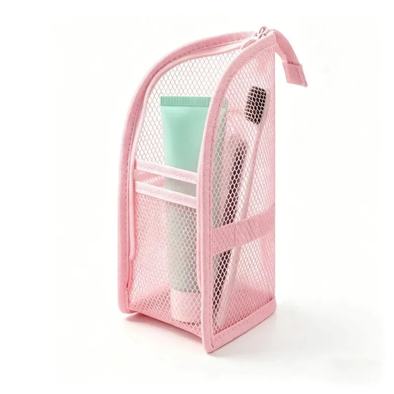 Standing Mesh Toiletry Bag USA Portable EVA Waterproof Travel Foldable Toothbrush Cosmetic Organizer Women Bathroom Storage Pouch