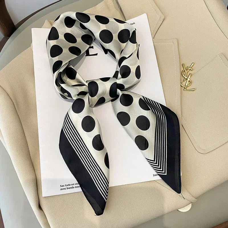 Luxury Design Print Silk Square Scarf Canada Women Soft Satin Horse Hairband Neckerchief Office Hijab Headband Foulard Bag Ribbon Gift