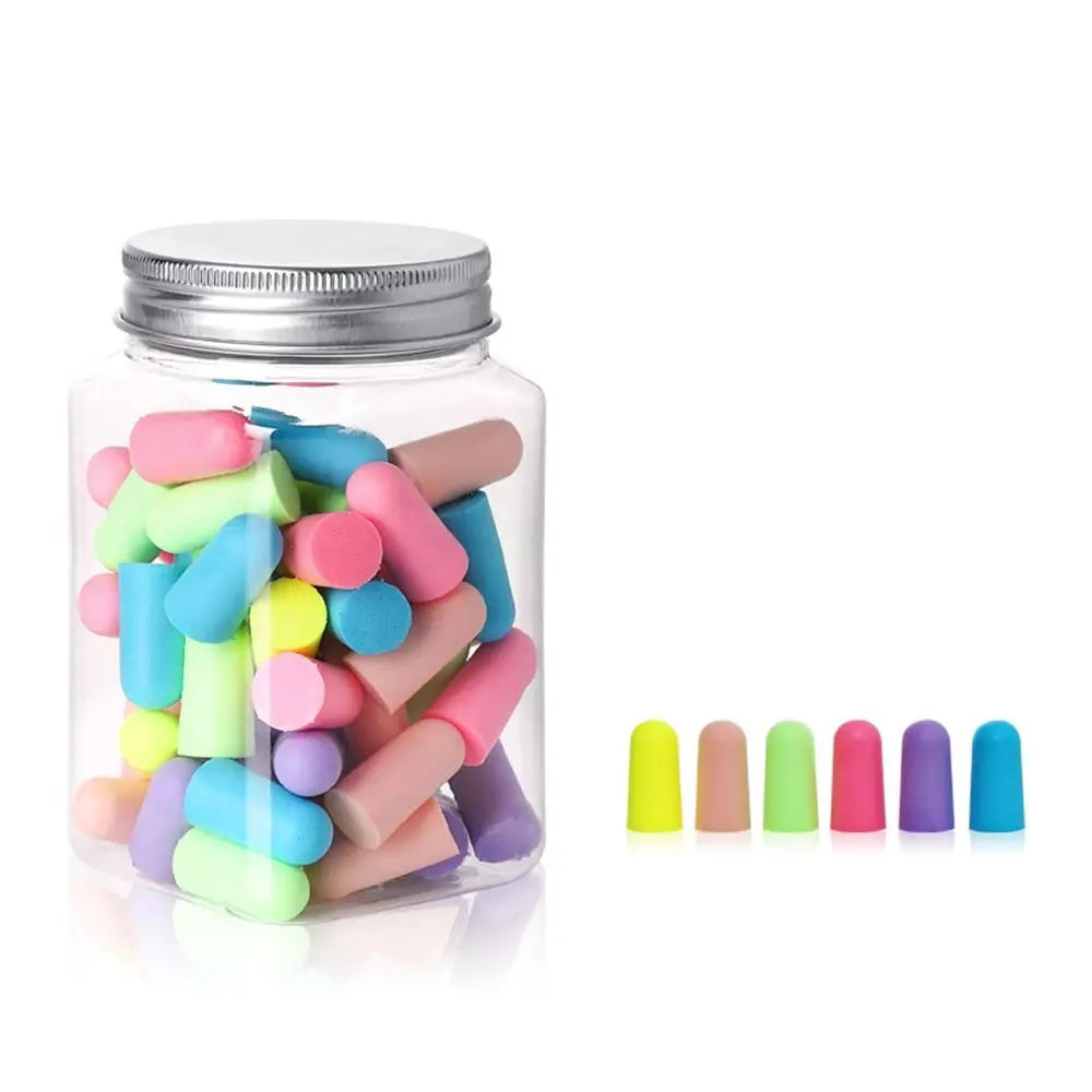 10/24/60/120Pcs Anti-noise Ear Plugs Slow Rebound Soft Tapered Noise Reduction Earplugs Multicolor Universal Hearing Protector